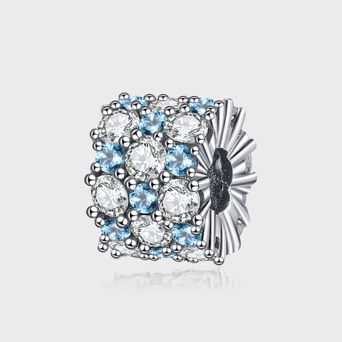 S925 Sterling Silver Ocean Blue Pendant Round Charm For Women Pave Zirconia Simple Elegant DIY Jewelry Accessories Pendant