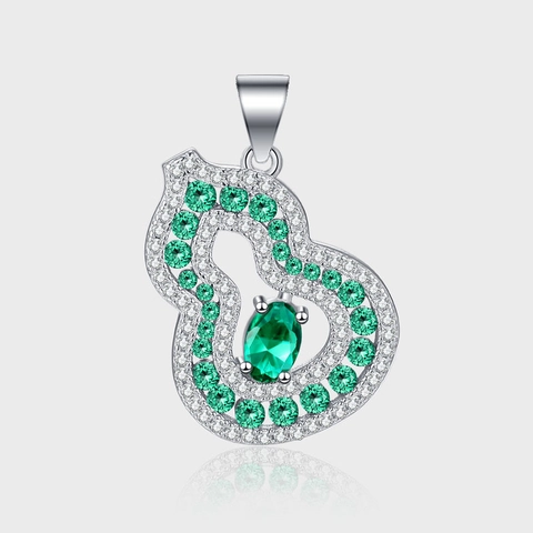 S925 Sterling Silber Grüner Strass Flaschenkürbis Anhänger Halskette Für Damen Elegante Hohle Hulu Charme Schmuck Zubehör