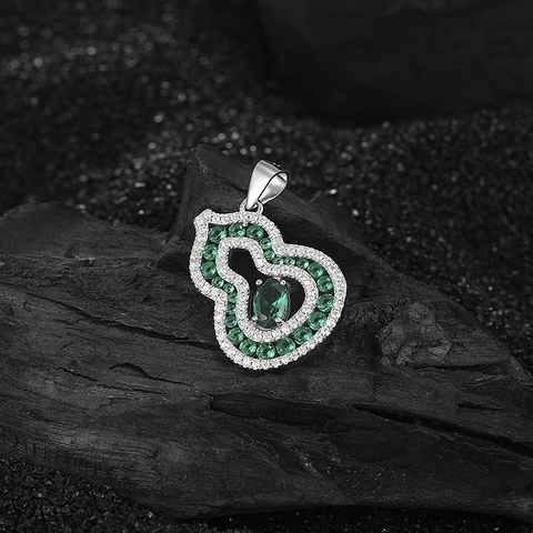 S925 Sterling Silber Grüner Strass Flaschenkürbis Anhänger Halskette Für Damen Elegante Hohle Hulu Charme Schmuck Zubehör