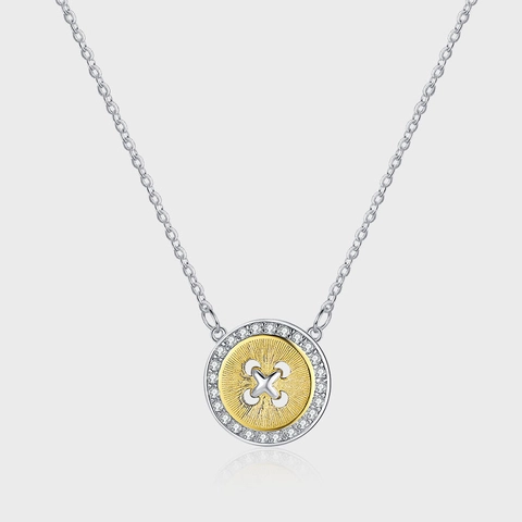 925 Sterling Silver Button Pendant Necklace For Women Gold Silver Two-tone Rhinestone Minimalist Chic Choker Jewelry Gift