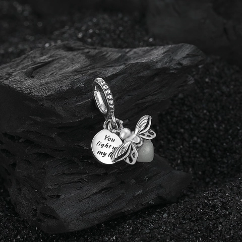S925 Sterlingsilber Leuchtet Im Dunkeln Glühwürmchen Anhänger Mit You Light Up My Life Gravur Vintage Schmuck Für Damen