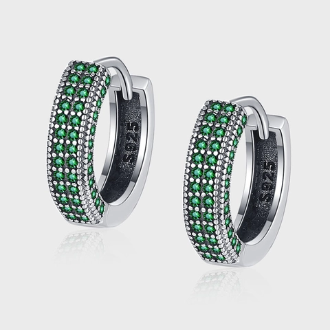 Orecchini a Cerchio Vintage in Argento Sterling 925 Con Strass Verdi Per Donna Minimalisti Distressed Geometrici a Forma di U Gioielli