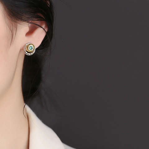 925 Sterling Silver Brushed Crescent Moon Stud Earrings For Women Elegant Gold Silver Plated Rhinestone Jewelry Accessory