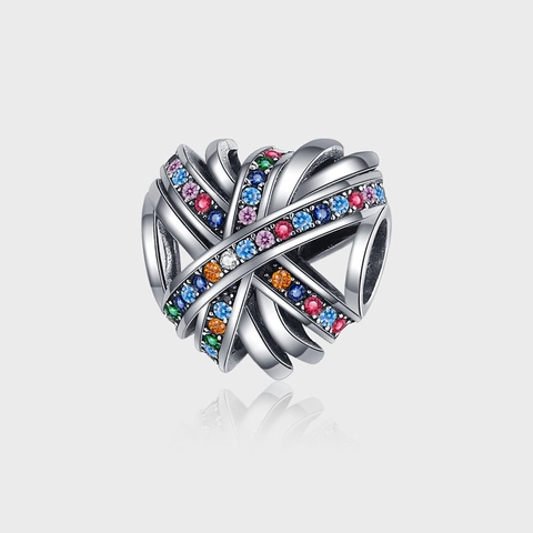 Vintage 925 Sterlingsilber Herz Anhänger Bunter Zirkonia Veraltet Bandage Design Charm Für Damen Schmuck Halskette