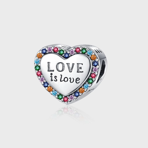 925 Sterlingsilber Herz Anhänger Bunte Strasssteine Love Is Love Briefmarke Vintage Charm Anhänger Für Damen Schmuck Geschenk
