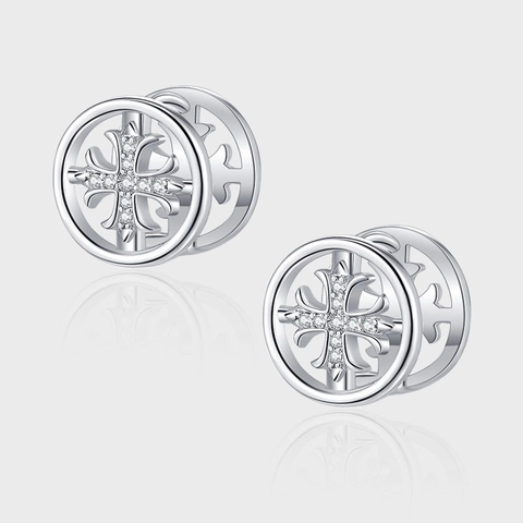925 Sterling Zilveren Maltezer Kruis Oorknopjes Voor Dames Gothic Vintage Zirconia Ingelegde Ronde Oorbellen Sieraden