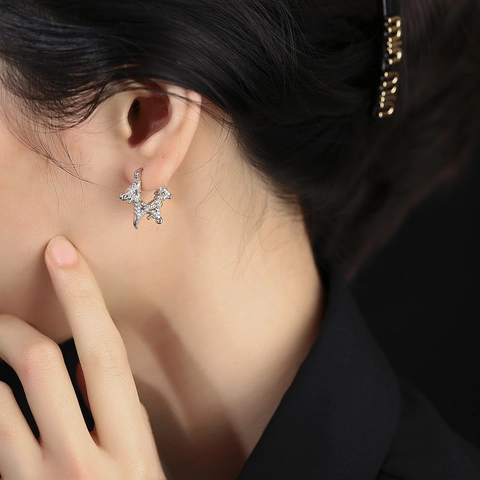 Orecchini Bicolore in Argento Sterling 925 per Donna Vintage Barocco Rilievo Motivo Erba Tang Esagramma Strass Orecchini a Cerchio