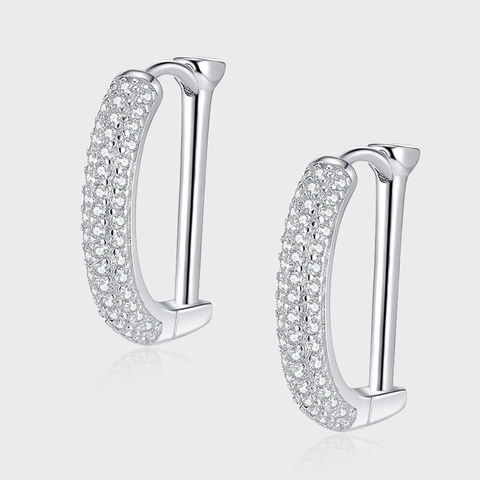 Orecchini a Cerchio in Argento Sterling 925 a Forma di Lettera D Con Strass per Donna Moda OL Gioielli Geometrici Pavé