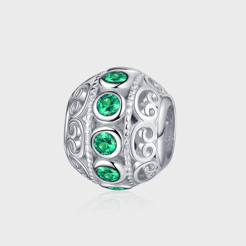 Vintage Μενταγιόν Charm από Ασήμι 925 με Πράσινη Ζιρκόνια και Διάτρητο Μοτίβο Tang Grass για Γυναίκες Μόδα Κοσμήματα Δώρο