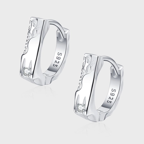 Orecchini a Bottone in Argento Sterling 925 Texturizzati Con Strass Irregolari Minimalisti Orecchini a Cerchio Donna Uomo