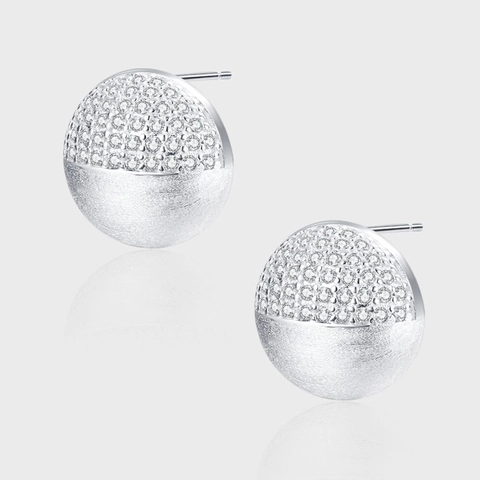 Elegante 925 Sterling Zilveren Bol Oorknopjes Geborsteld Strass Pave Sfeer Oorbellen Voor Vrouwen Mode Sieraden Cadeau