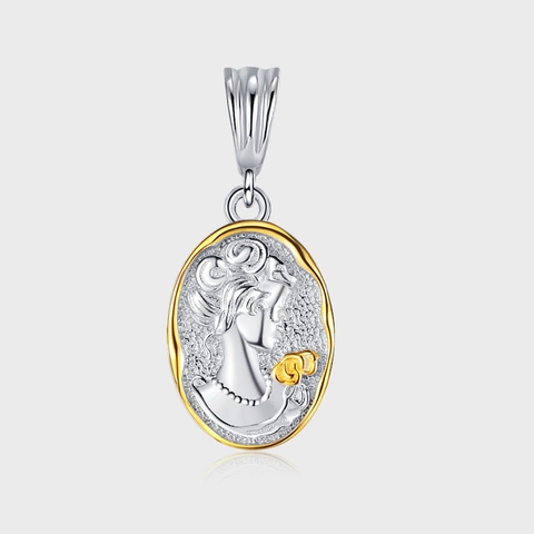925 Sterling Silver Mermaid Texture Crown Portrait Cameo Pendant Vintage Niche Design Elegant Jewelry Accessory For Women
