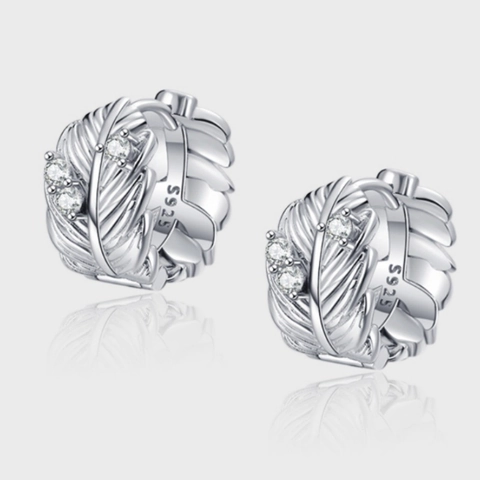 925 Sterlingsilber Feder Strass Creolen Für Damen Retro Leicht Luxus Relief Textur Exquisite Mode Schmuck Geschenk