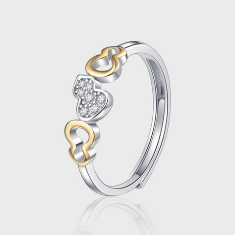Bague Calebasse en Argent Sterling 925 pour Femme Mode Bicolore Plaqué Or Argent Zirconia Bague Ouverte Ajustable Bijoux