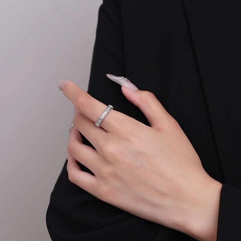 925 Sterlingsilber Bambusknoten Offener Ring Für Damen Eleganter Mikro Strass Verstellbarer Fingerring Modeschmuck Geschenk