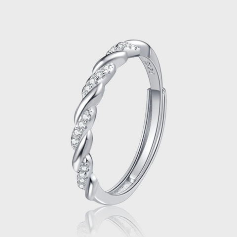 925 Sterling Zilver Möbiusring Voor Vrouwen Micro Strass Gedraaid Verstelbaar Open Ring Mode Sieraden