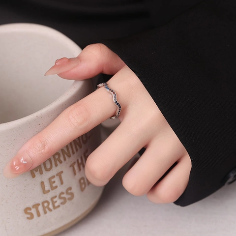 925 Sterling Zilveren Golf Open Ring Voor Vrouwen Verstelbaar Veelkleurig Strass Ingelegd Koreaanse Stijl Mode Sieraden Ring