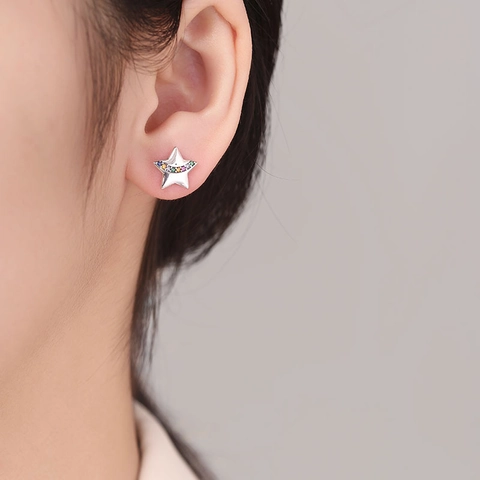 925 Sterlingsilber Stern Ohrstecker Für Damen Rainbow Strass Eingelegt Funkelnd Minimalistischer Schmuck Geschenk Für Den Alltag