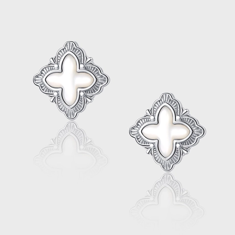 S925 Sterlingsilber Vintage Vierblättriges Kleeblatt Ohrstecker Für Damen Retro Perlmutt Eingelegt Elegante Edler Schmuck