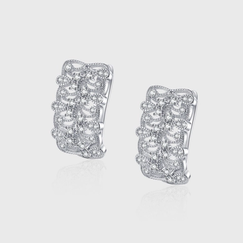 Französischer Luxus 925 Sterlingsilber Hohl Spitze Ohrringe Pave Strass Sternenhimmel Vintage Schmuck Für Damen Geschenk