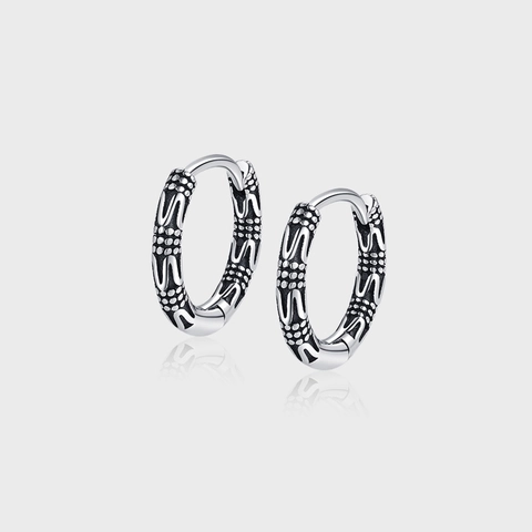 Vintage 925 Sterlingsilber Creolen Für Damen Herren Ethno Rebenmuster Punk Stil Runde Huggie Ohrringe Schmuck