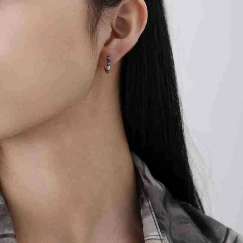 Retro Ethnic 925 Sterling Silver Multi-color Zirconia Hoop Earrings For Women Irregular Inlaid Fashion Jewelry Gift
