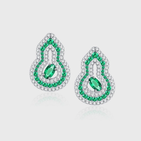 925 Sterlingsilber Wu Lou Ohrringe Für Damen Grüner Strass Pave Hohle Flaschenkürbis Ohrstecker Chinesischer Stil Schmuck