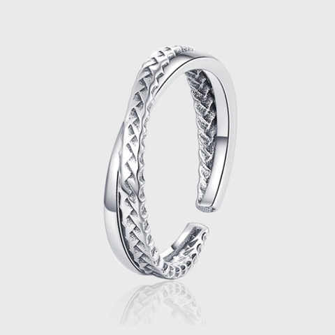 S925 Sterling Zilveren Kruisring Voor Dames Heren Minimalistisch Gevlochten Patroon Verstelbare Open Ring Mode Sieraden