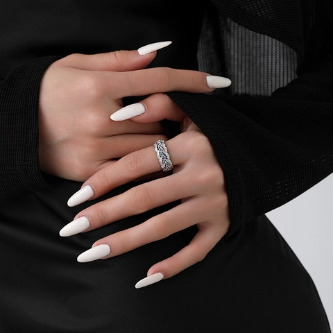 Vintage 925 Sterlingsilber Geflochtener Ring Für Damen Farbige Strasssteine Eingelegt Offener Verstellbarer Mode Ring Schmuck Geschenk