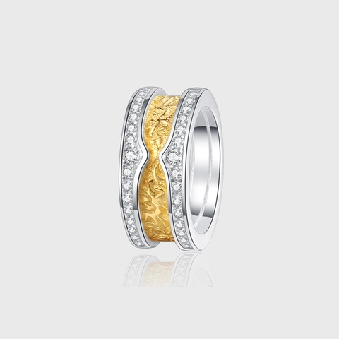 925 Sterling Silver Two-Tone Gold Tang Grass Pattern Brushed Cylinder Pendant For Women Rhinestone New Chinese Style Jewelry