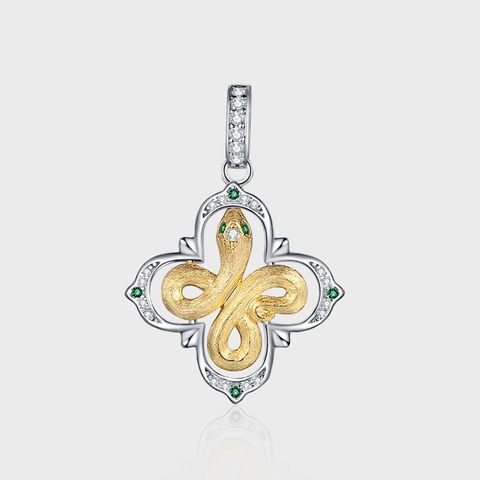 Luxury 925 Sterling Silver Snake Clover Pendant Necklace For Women Gold Silver Brushed Rhinestone Green Gemstone Fashion Jewelry