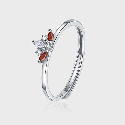 Elegante Anello Aperto in Argento Sterling 925 per Donna Corona Minimalista Geometrico Zirconia Intarsiato Anello Regolabile