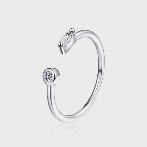 925 Sterling Zilver Zirconia Geometrische Open Ring Verstelbare Minimalistische Vingerring Voor Dames Dagelijks Sieraden