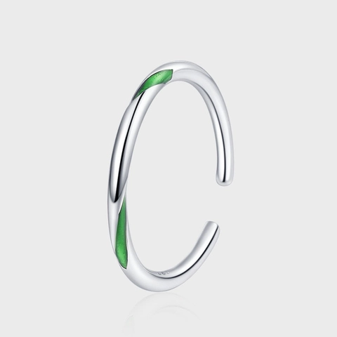 925 Sterling Silver Green Enamel Open Ring For Women Minimalist Adjustable Mobius Twist Ring Fashion Jewelry Commute Gift