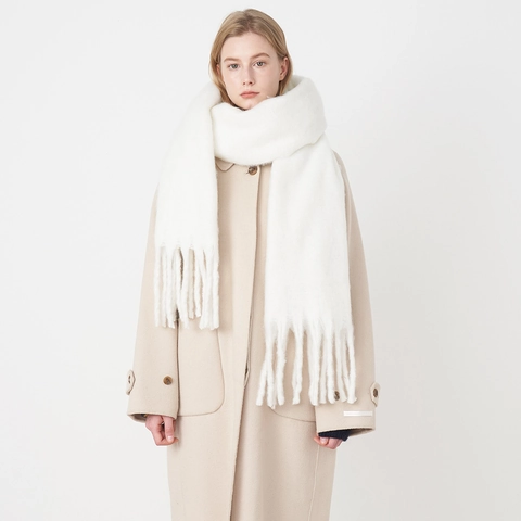 Women Soft Cashmere Feel Tassel Scarf Winter Thick Warm Solid Color Long Pashmina Shawl Wrap Elegant Fashion Neck Warmer
