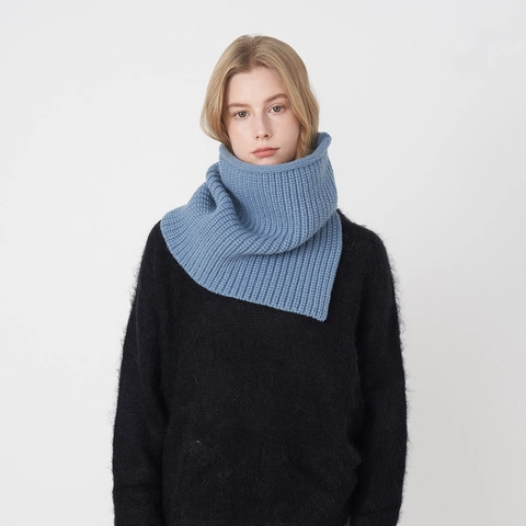 Tour de Cou Tricoté Hiver pour Femmes Snood à Côtes Fendu Acrylique Polyester Chaud Coupe-vent Couleur Unie Accessoire Mode