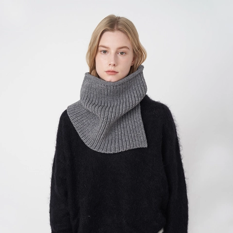Tour de Cou Tricoté Hiver pour Femmes Snood à Côtes Fendu Acrylique Polyester Chaud Coupe-vent Couleur Unie Accessoire Mode