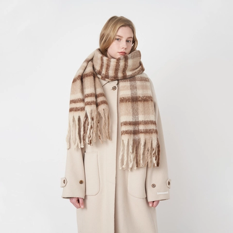 Écharpe Écossaise Classique Rétro Française pour Femmes Écharpe Chaude d'Hiver à Glands Écharpe Souple Grande Épaisse Effet Pashmina Châle Quadrillé Multicolore