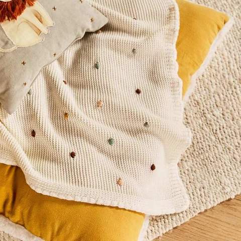 Nordic Knitted Cotton Blanket With Colorful Polka Dots Soft Sofa Throw Warm Decorative Blanket For Bedroom Home Living Room