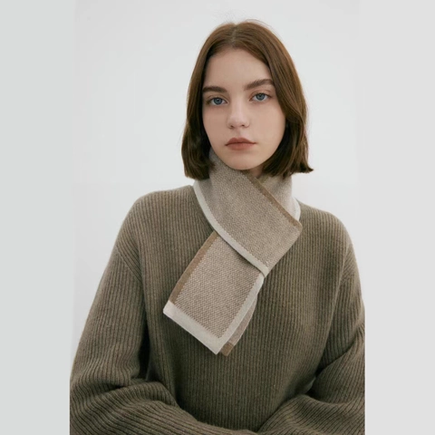Bufanda de Punto Vintage Color Block para Mujer Cálida de Acrílico Efecto Cachemira Pañuelo Elegante Accesorio de Punto Otoño Invierno