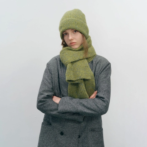 Set Berretto e Sciarpa in Maglia di Acrilico Tinta Unita Unisex Invernale Caldo Spesso a Coste Sciarpa Lunga Accessori Moda Minimalisti da Esterno