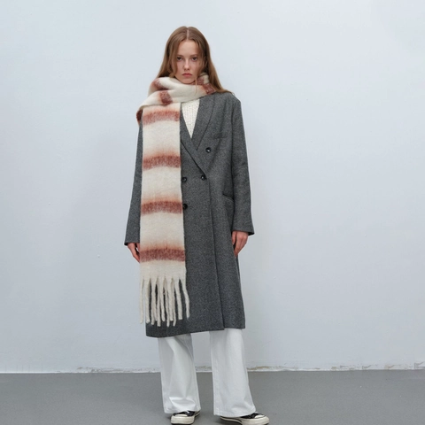 Écharpe d'Hiver à Rayures Rétro pour Femmes Avec Glands Longs Châle en Tricot Épais Chaud Doux pour Accessoires de Mode Automne Hiver