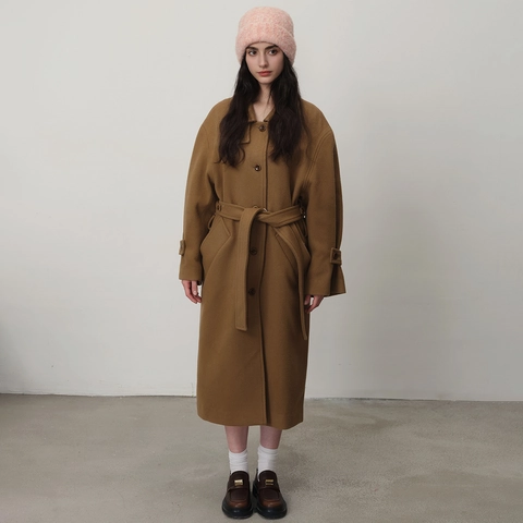 Gorro de Punto de Lana Cálido de Invierno para Mujer Retro Color Block Circunferencia de Cabeza Grande Borde Doblado Térmico