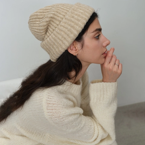 Women's Wool Blend Knit Beanie Hat Warm Solid Candy Color Ribbed Cuff Skull Cap For Autumn Winter Outdoor Daily Fashion Accessory