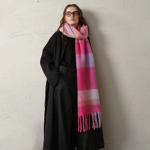 Femme Hiver Chaud Épais Longue Écharpe Multicolore Carreaux Plaid Châle Avec Glands Doux Imitation Cachemire Tissé Wrap