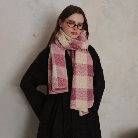 Women Vintage Plaid Scarf Thick Warm Tartan Winter Scarf Long Soft Polyester Shawl Wrap For Everyday Commuting Outdoor