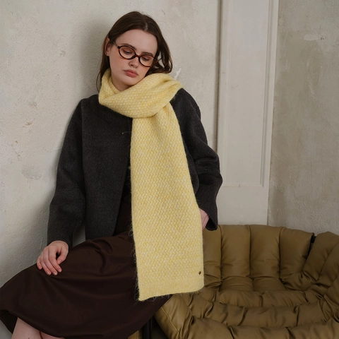 Bufanda de Punto de Estilo Coreano con Rombos Color Sólido para Mujer Invierno Cálida Bufanda de Mezcla de Lana Minimalista