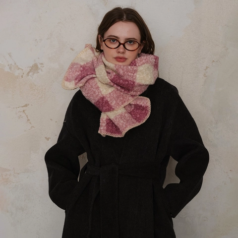 Women Vintage Plaid Scarf Thick Warm Tartan Winter Scarf Long Soft Polyester Shawl Wrap For Everyday Commuting Outdoor
