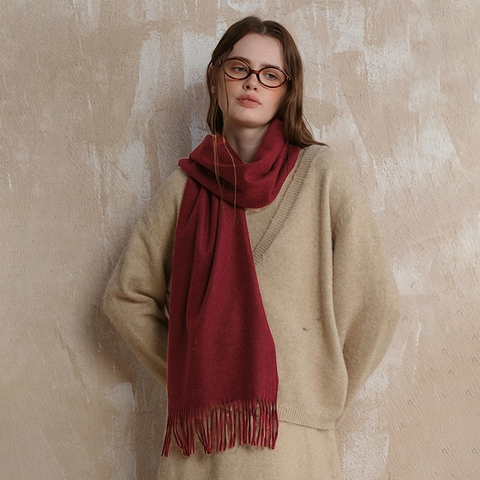 Sciarpa di Lana Tinta Unita Donna Uomo Inverno Caldo Sciarpa con Nappine Lavorata a Maglia Morbida Sciarpa Elegante di Classe Sciarpa di Moda