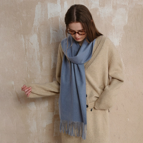 Sciarpa di Lana Tinta Unita Donna Uomo Inverno Caldo Sciarpa con Nappine Lavorata a Maglia Morbida Sciarpa Elegante di Classe Sciarpa di Moda